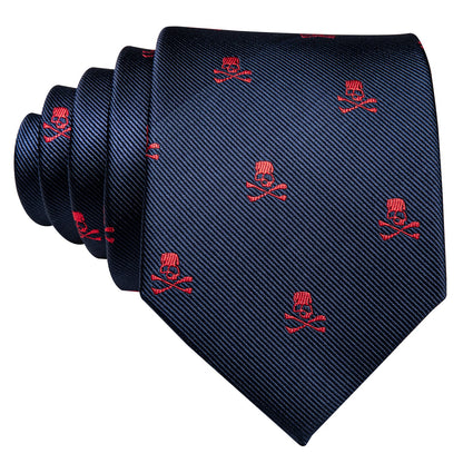 Skulls Premium Tie Set In Red tie sets    - Sophisticated Gentlemen