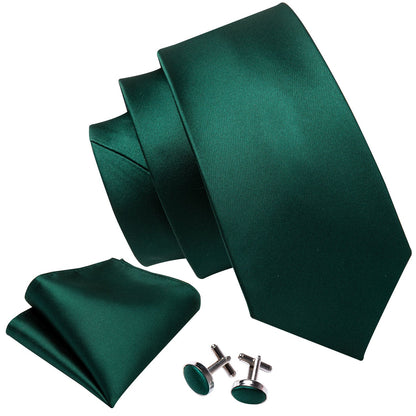 Solid Green Tie, Pocket Square and Cufflinks tie sets    - Sophisticated Gentlemen