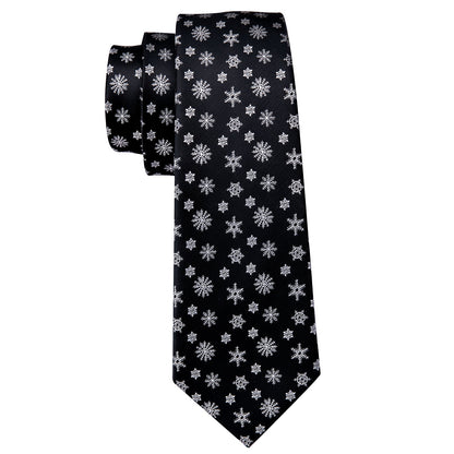 Snowflakes On Black Tie Set tie sets    - Sophisticated Gentlemen