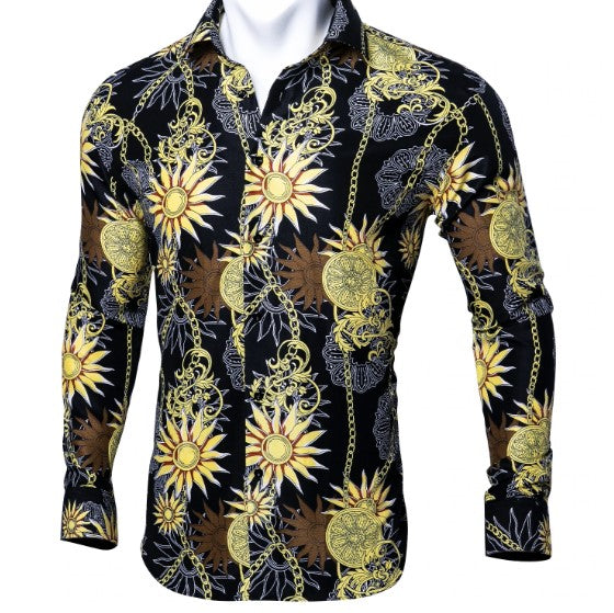 slim fit dress slacks Prestige Men’s Luxury Baroque Print Long Sleeve Button-Up Shirt – 100% Cotton 2XL main image 0