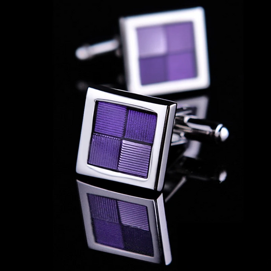 Enamel Purple Square Cufflinks Cufflink    - Sophisticated Gentlemen