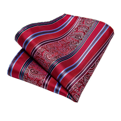 Red Fantasy Stripe Tie, Pocket Square and Cufflinks tie sets    - Sophisticated Gentlemen