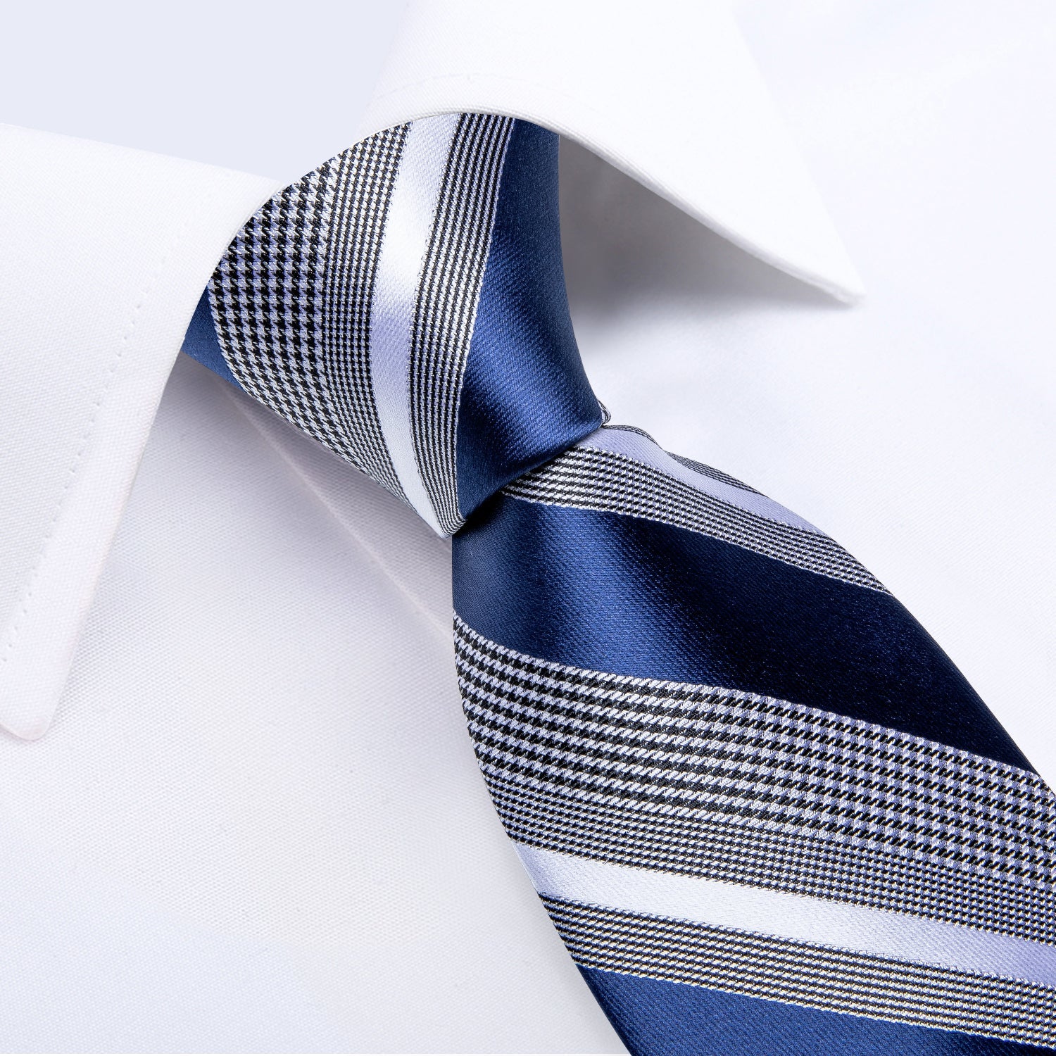 Royal Blue and Gray Striped Tie, Pocket Square and Cufflinks Royal Blue and Gray Striped Tie, Pocket Square and Cufflinks