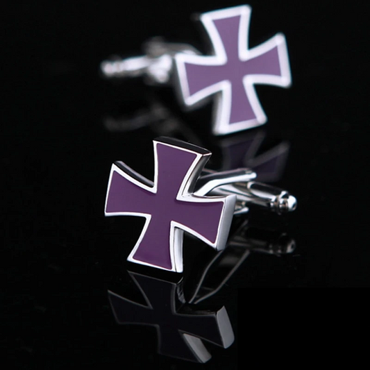 Gent's Purple Iron Cross Cufflinks Cufflink    - Sophisticated Gentlemen
