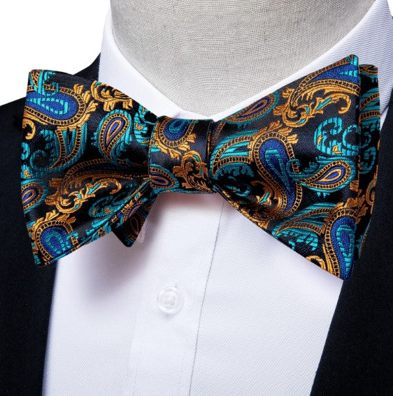Gold and Green Paisley Bow Tie Set bow ties    - Sophisticated Gentlemen