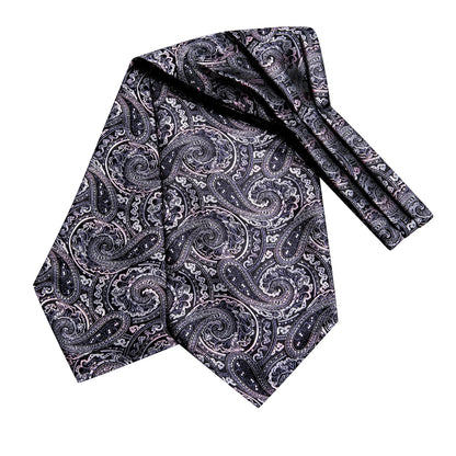 Gray and Pink Paisley 3-Piece Ascot Set Ascot    - Sophisticated Gentlemen
