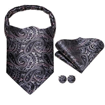 Gray and Pink Paisley 3-Piece Ascot Set Ascot    - Sophisticated Gentlemen