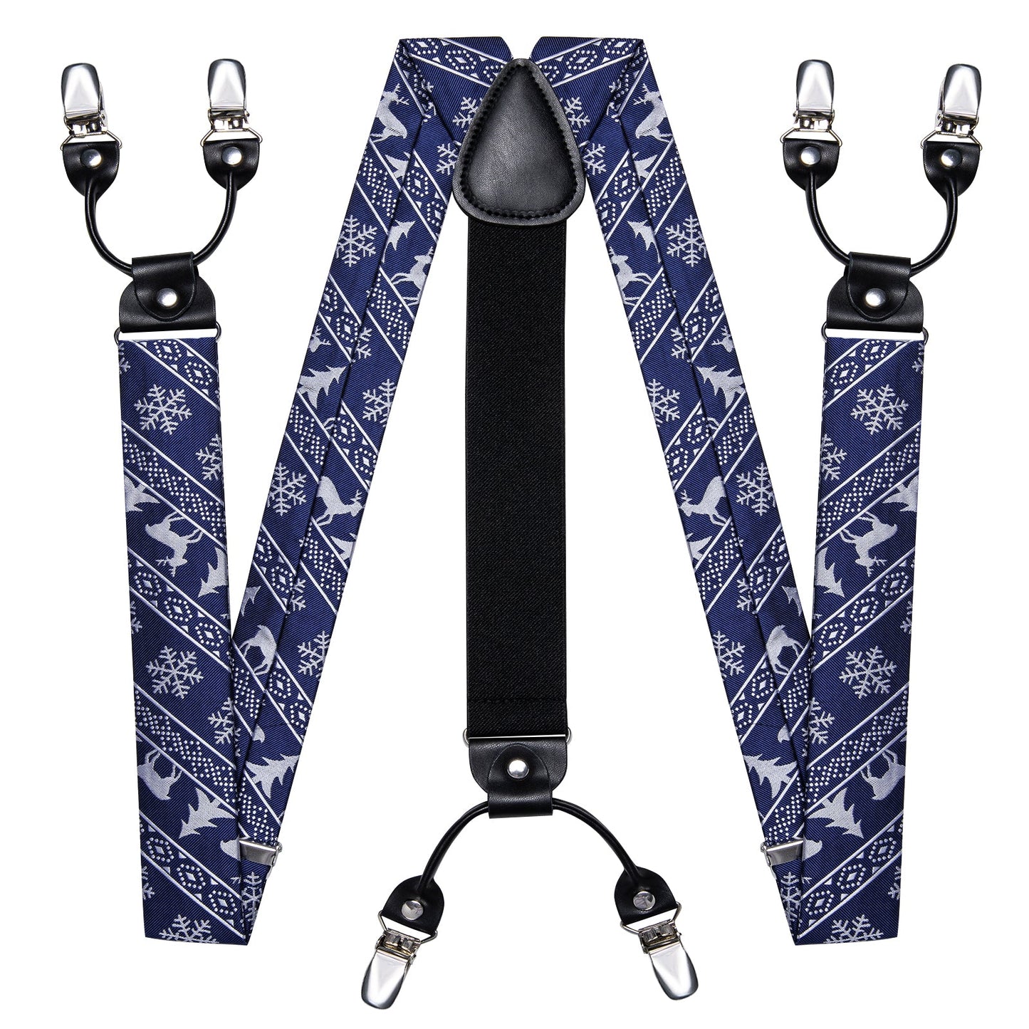 Ugly Christmas Sweater Bow Tie and Suspenders Set in Blue bow tie    - Sophisticated Gentlemen