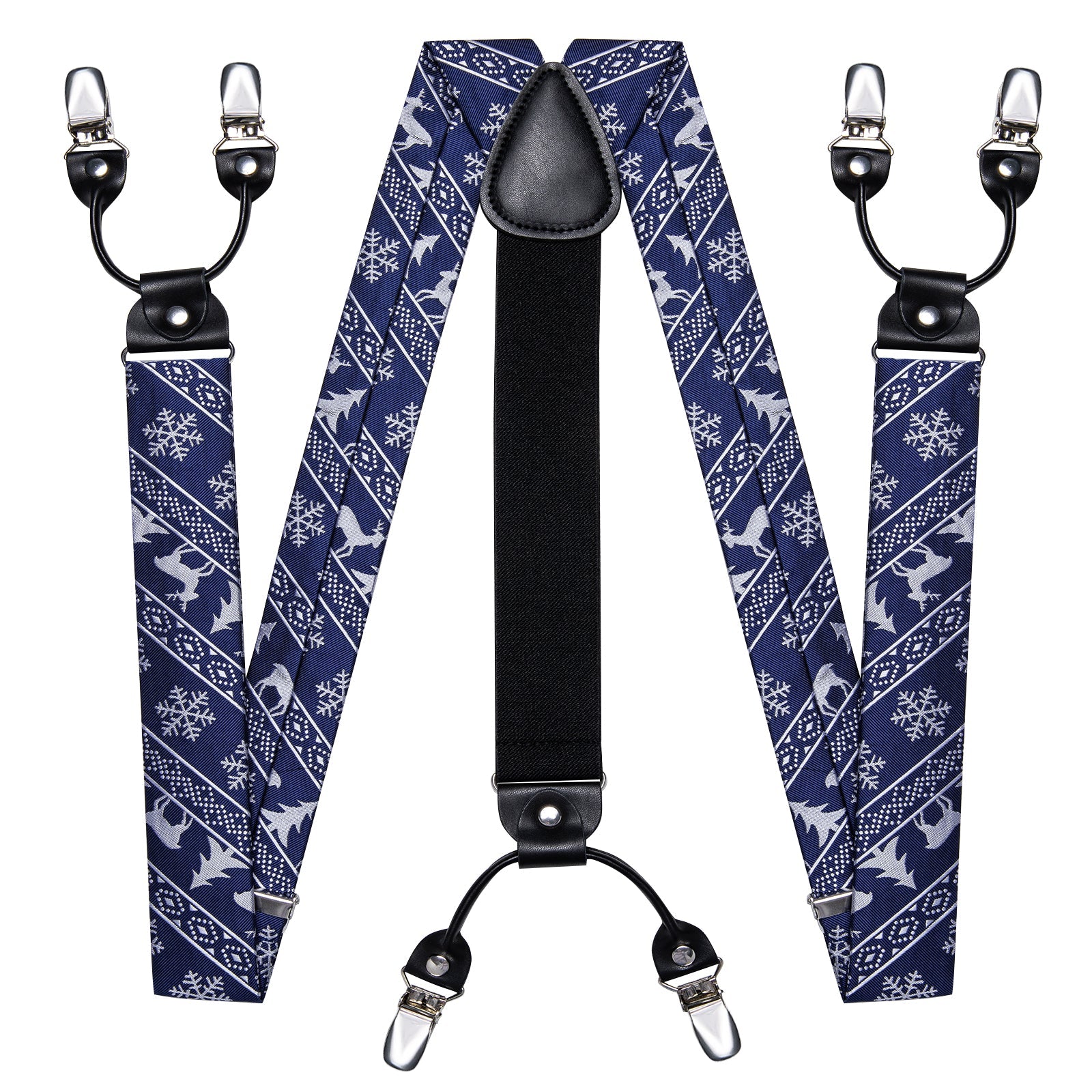 Ugly Christmas Sweater Bow Tie and Suspenders Set in Blue bow tie    - Sophisticated Gentlemen