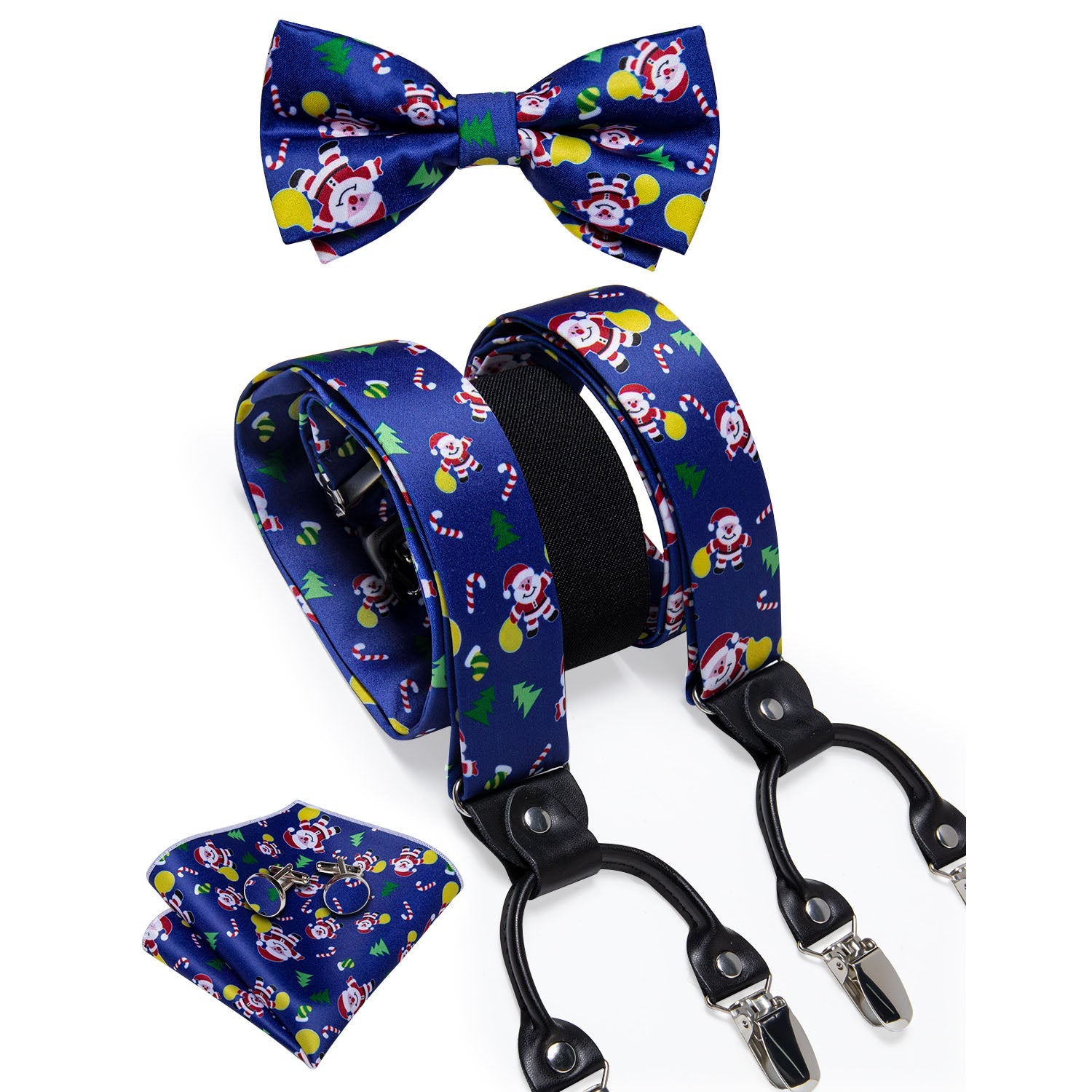 Christmas Decorations Bow Tie and Suspenders Set in Blue bow tie    - Sophisticated Gentlemen