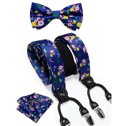 Christmas Decorations Bow Tie and Suspenders Set in Blue bow tie    - Sophisticated Gentlemen