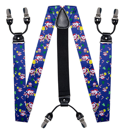 Christmas Decorations Bow Tie and Suspenders Set in Blue bow tie    - Sophisticated Gentlemen