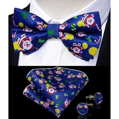 Christmas Decorations Bow Tie and Suspenders Set in Blue bow tie    - Sophisticated Gentlemen