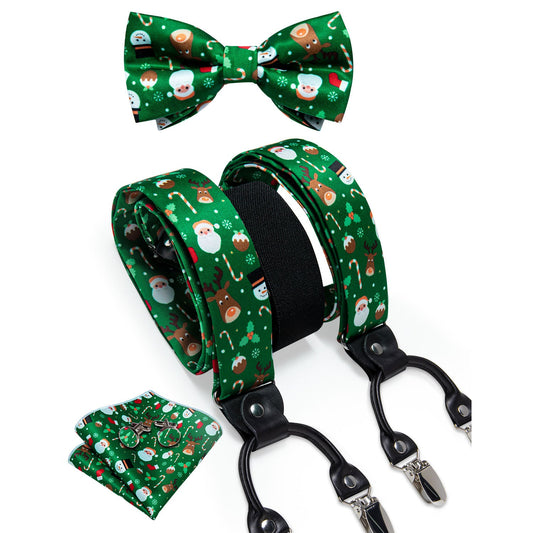 Christmas Decorations Bow Tie and Suspenders Set in Green bow tie    - Sophisticated Gentlemen
