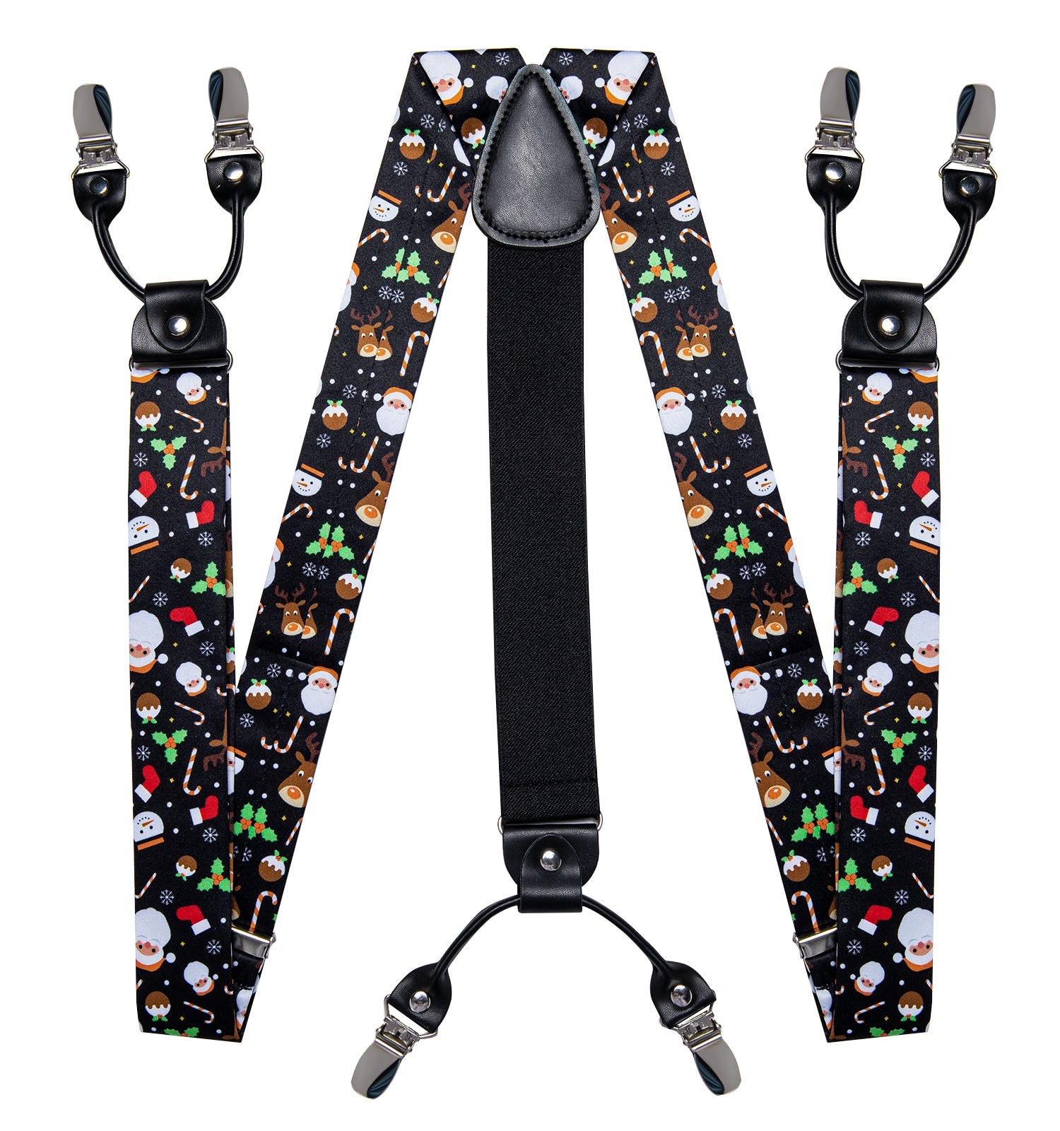 Christmas Decorations Bow Tie and Suspenders Set in Black bow tie    - Sophisticated Gentlemen