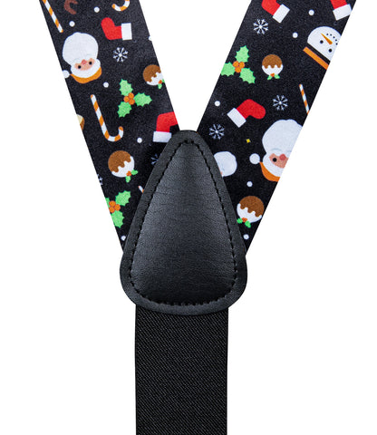Christmas Decorations Bow Tie and Suspenders Set in Black bow tie    - Sophisticated Gentlemen