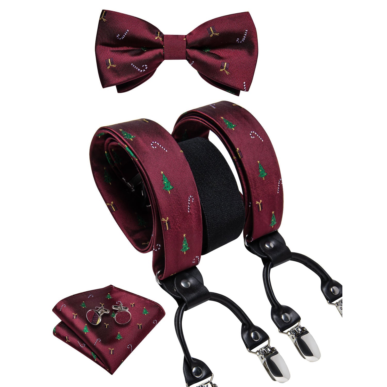 Christmas Decorations Bow Tie and Suspenders Set bow tie    - Sophisticated Gentlemen