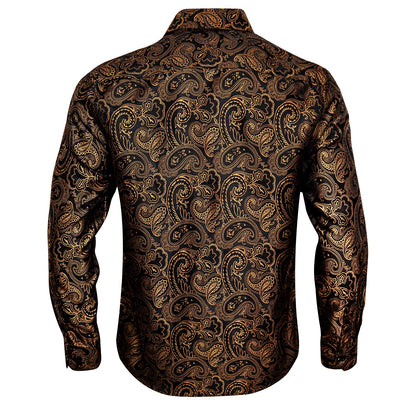 Gold and Black Paisley Dress Shirt shirt    - Sophisticated Gentlemen