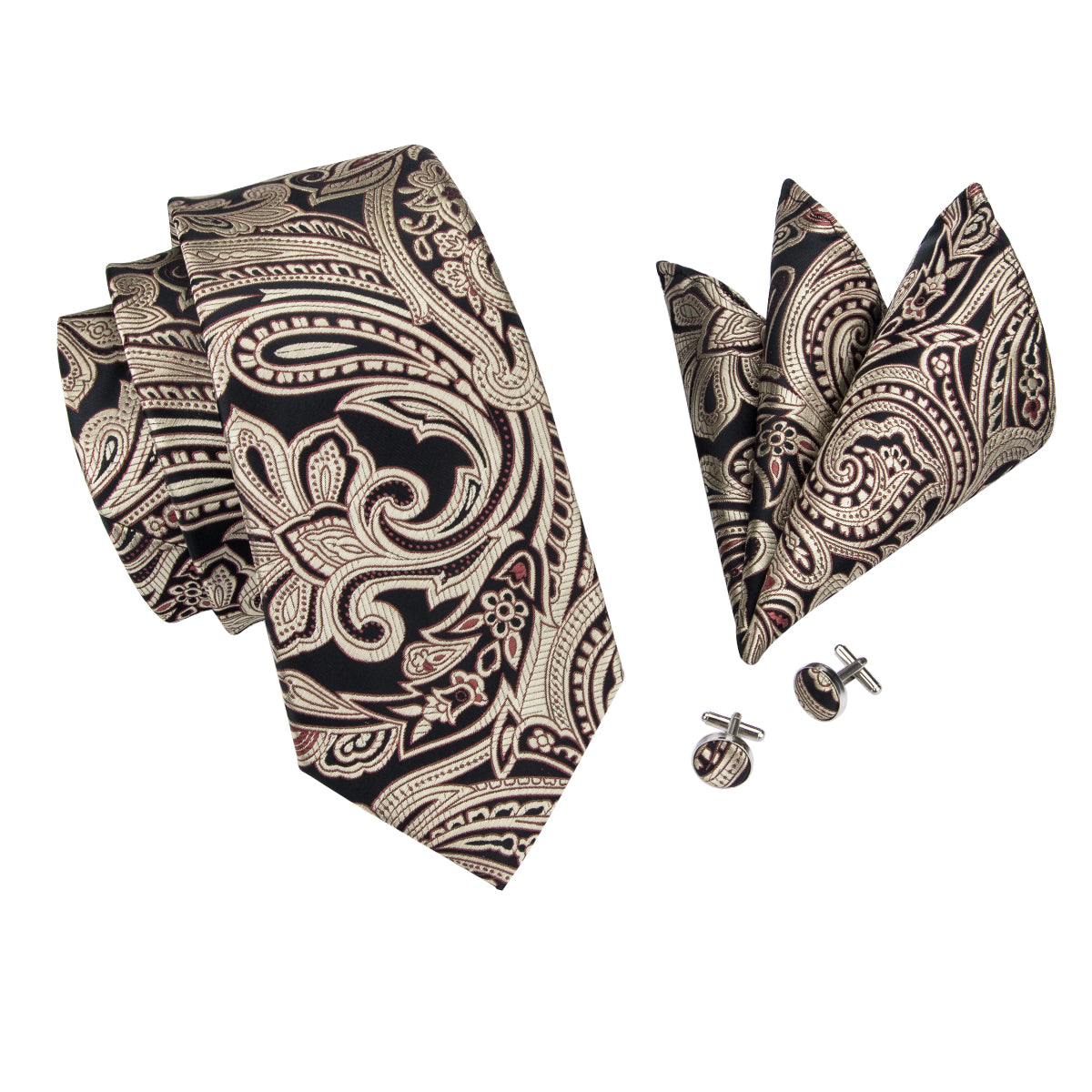 Golden Bloom Flower Tie, Pocket Square and Cufflinks – Sophisticated ...