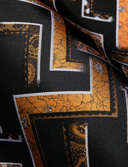 Black, Brown and Yellow Silk Dress Shirt shirt    - Sophisticated Gentlemen