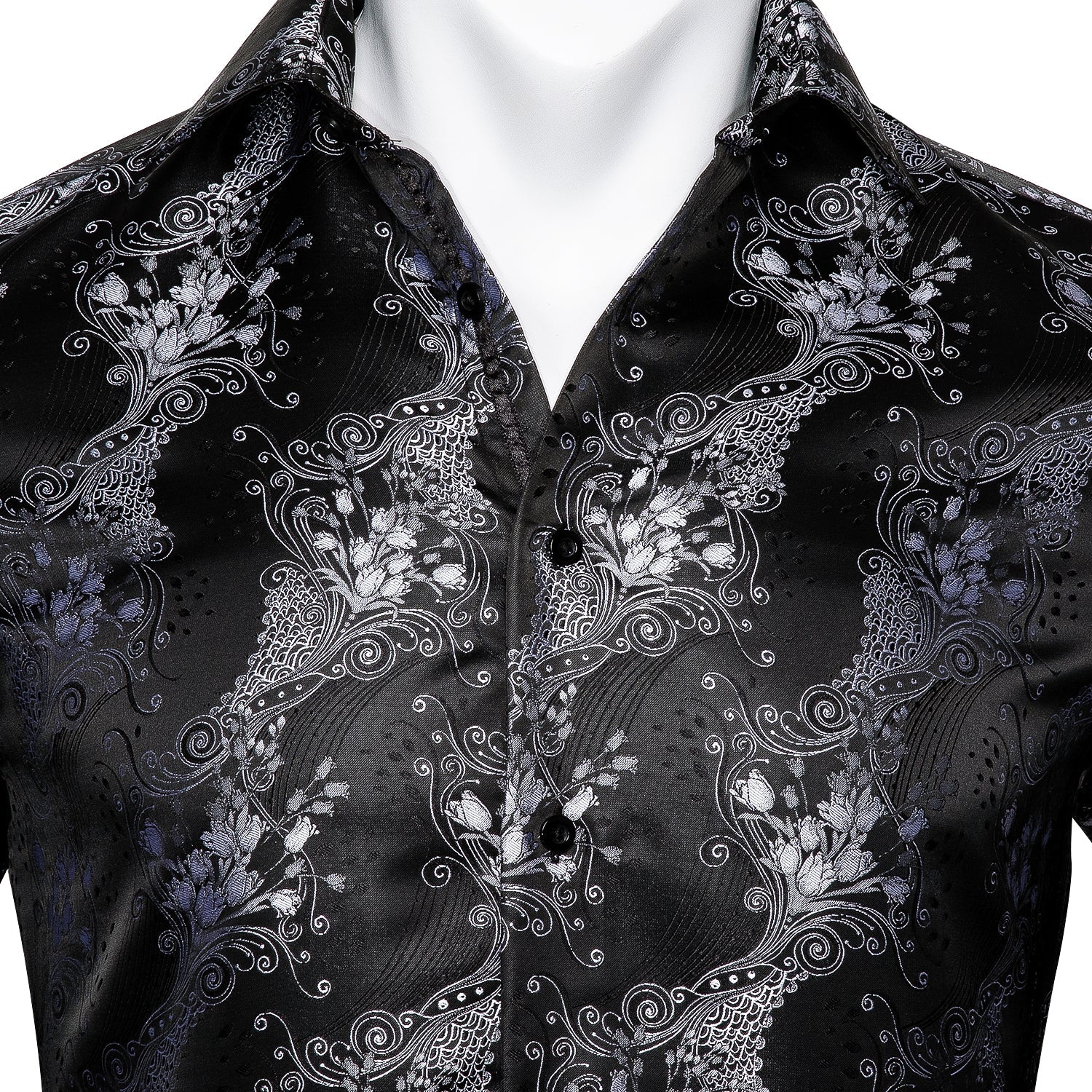 black and silver dress shirt Black with Grey Paisley Dress Shirts