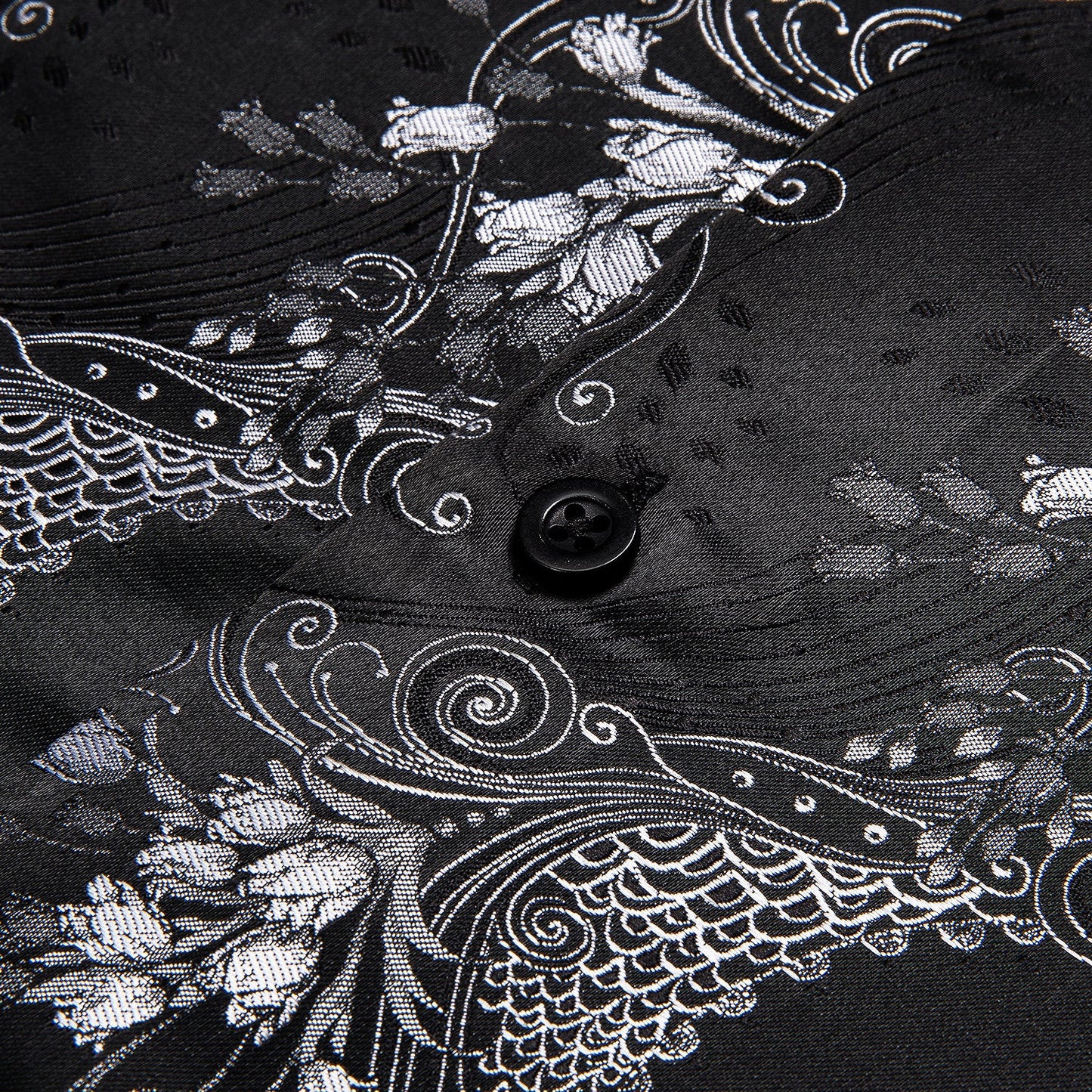 Silver and Black Floral Dress Shirt shirt    - Sophisticated Gentlemen