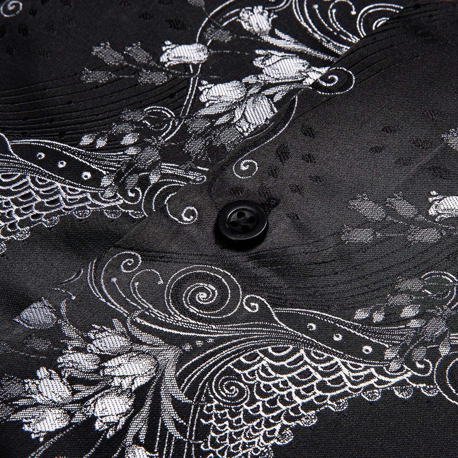 Silver and Black Floral Dress Shirt shirt    - Sophisticated Gentlemen
