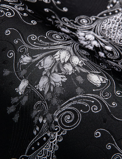 Silver and Black Floral Dress Shirt shirt    - Sophisticated Gentlemen