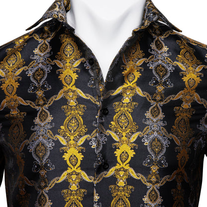 Black and Yellow Baroque Dress Shirt shirt    - Sophisticated Gentlemen
