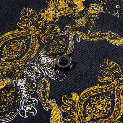 Black and Yellow Baroque Dress Shirt shirt    - Sophisticated Gentlemen