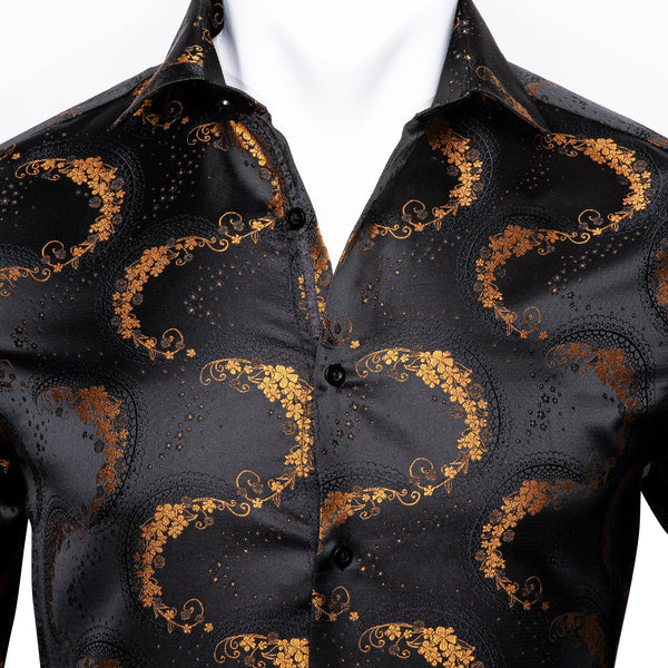 Black and Gold Floral Dress Shirt  Sophisticated Gentlemen