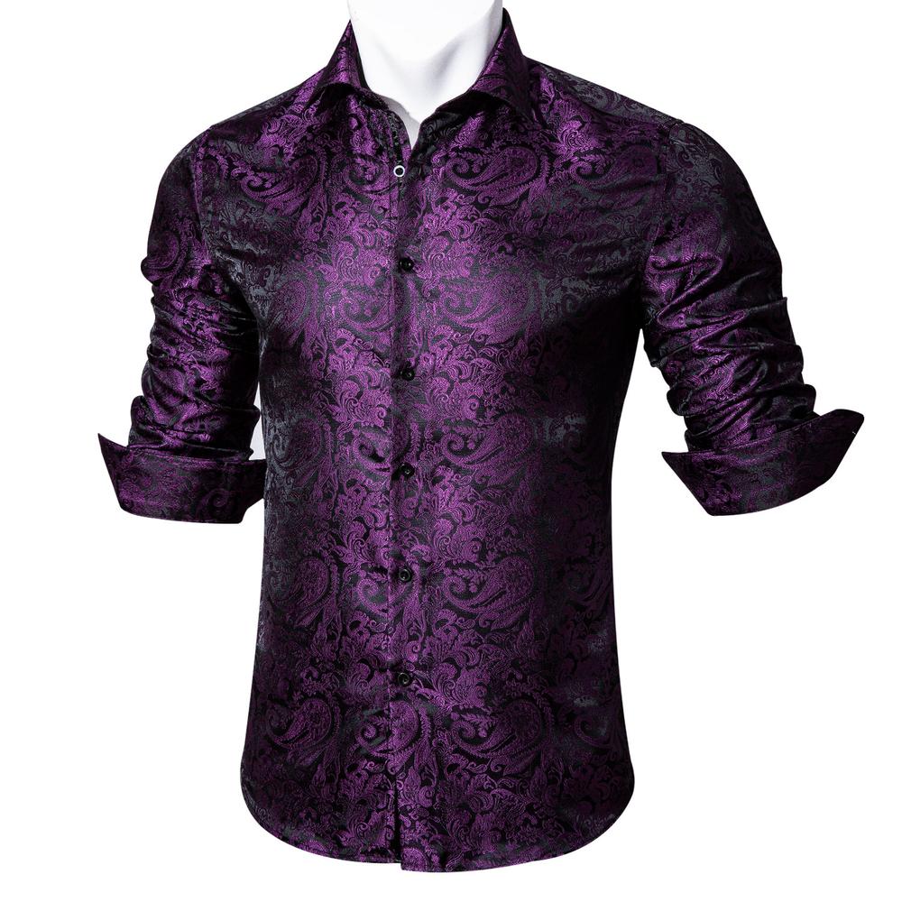 dress shirts for men black Purple and Black Paisley Dress Shirt L
