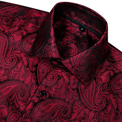 Black and Red Paisley Dress Shirt shirt    - Sophisticated Gentlemen