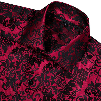 Red and Black Ornamental Dress Shirt shirt    - Sophisticated Gentlemen