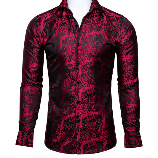 Red and Black Ornamental Dress Shirt shirt S   - Sophisticated Gentlemen