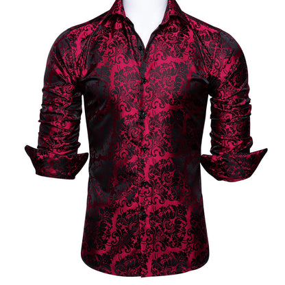 Red and Black Ornamental Dress Shirt shirt    - Sophisticated Gentlemen
