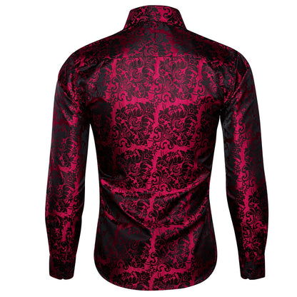 Red and Black Ornamental Dress Shirt shirt    - Sophisticated Gentlemen