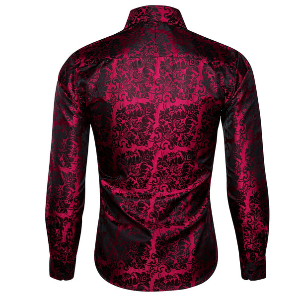 black dress shirt with red accents Grenouille Black Shirt with Red Rose Accent Details  Horse Show Closet-HSC