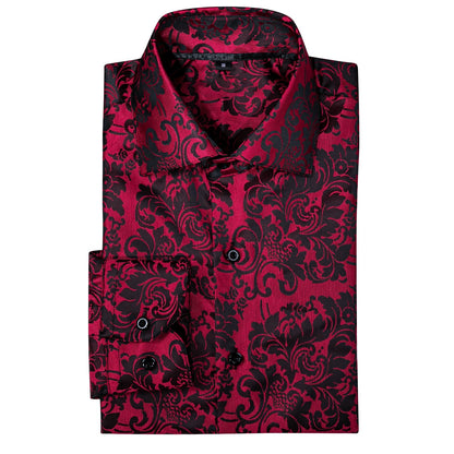 Red and Black Ornamental Dress Shirt shirt    - Sophisticated Gentlemen