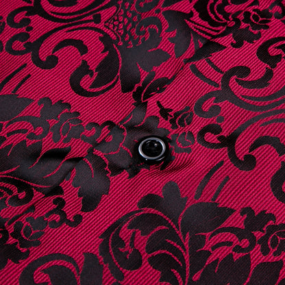 Red and Black Ornamental Dress Shirt shirt    - Sophisticated Gentlemen