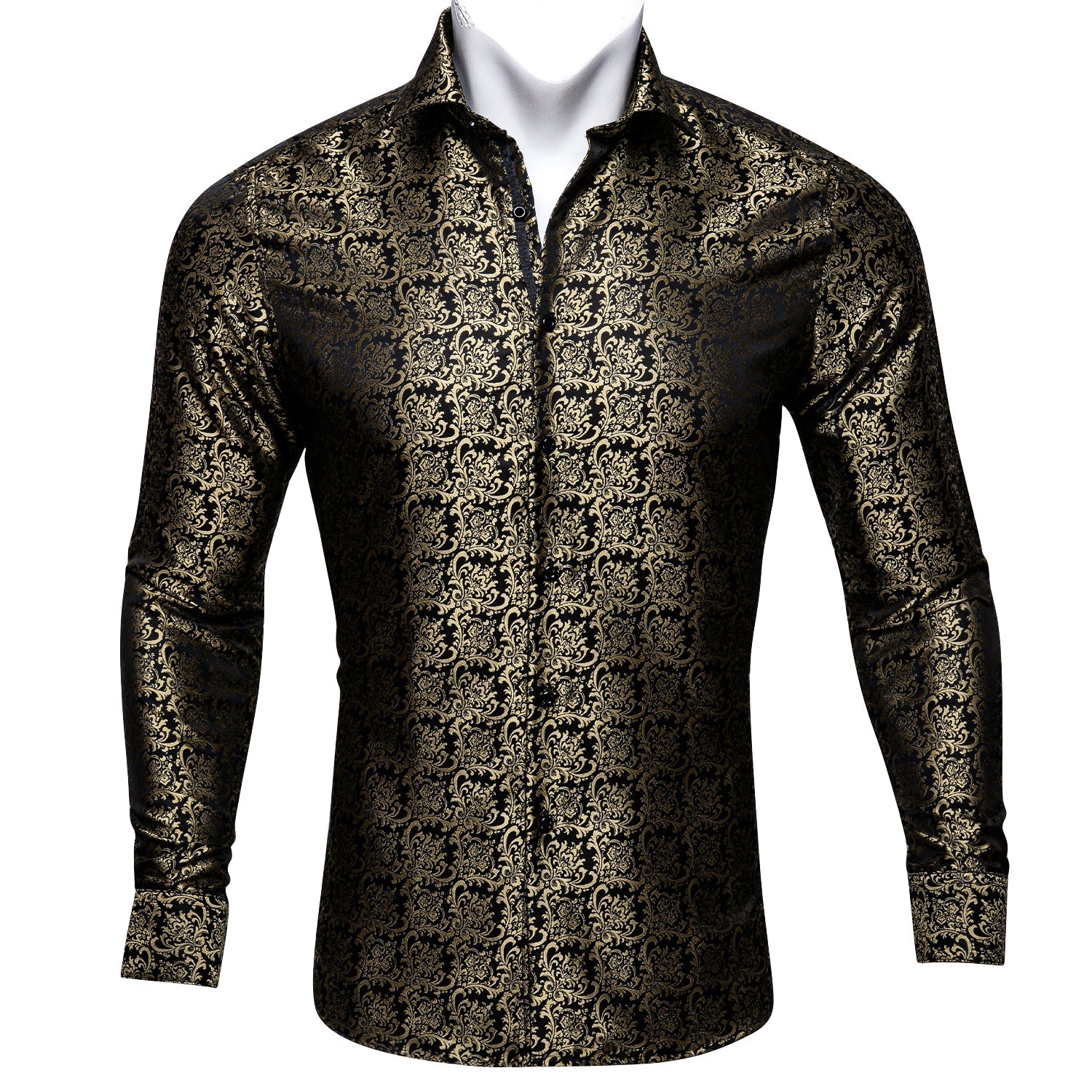 Gold and Black Ornamental Dress Shirt shirt S   - Sophisticated Gentlemen