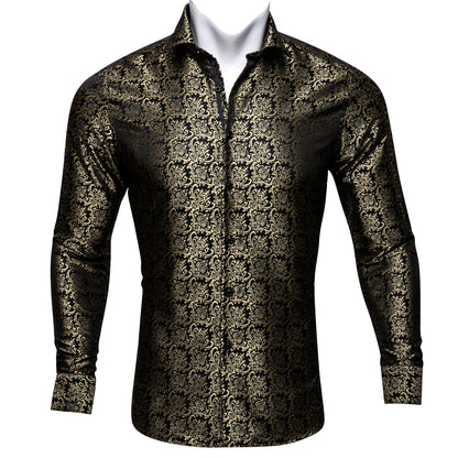 Gold and Black Ornamental Dress Shirt shirt S   - Sophisticated Gentlemen