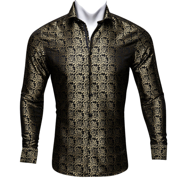 green emerald velvet dress Gold and Black Ornamental Dress Shirt 3XL