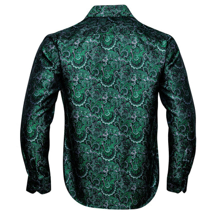 Green Floral Silk Dress Shirt shirt    - Sophisticated Gentlemen