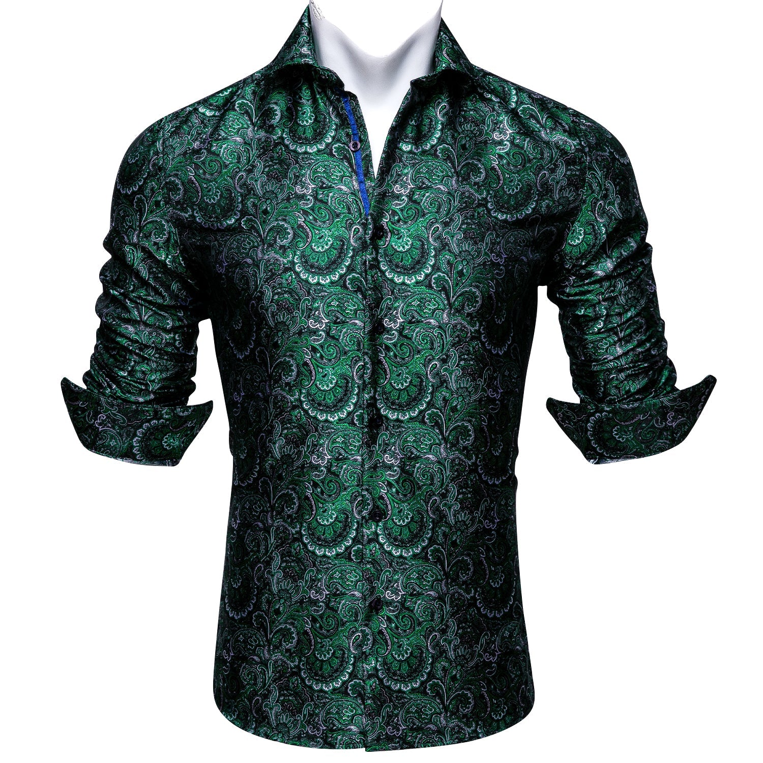 Green Floral Silk Dress Shirt shirt    - Sophisticated Gentlemen