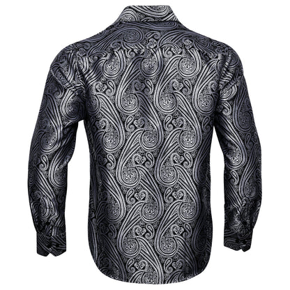 Black and White Paisley Dress Shirt shirt    - Sophisticated Gentlemen