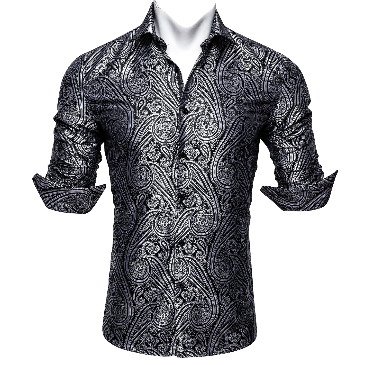 Black and White Paisley Dress Shirt shirt    - Sophisticated Gentlemen