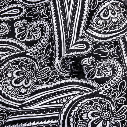 Black and White Paisley Dress Shirt shirt    - Sophisticated Gentlemen