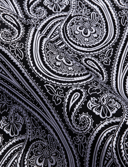 Black and White Paisley Dress Shirt shirt    - Sophisticated Gentlemen