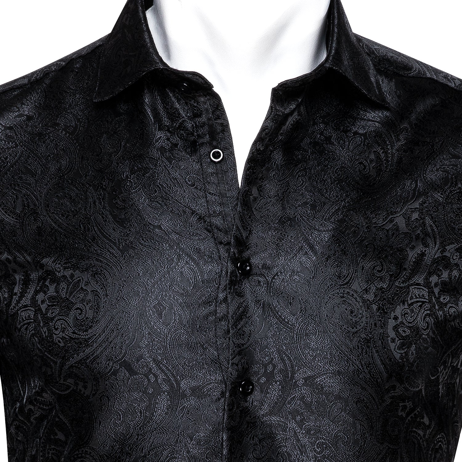 Black Paisley Silk Dress Shirt shirt    - Sophisticated Gentlemen